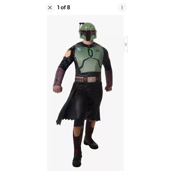 Star Wars Boba Fett Costume Mens Adult Sz M Muscle Chest jumpsuit Mask Halloween - Picture 11 of 16
